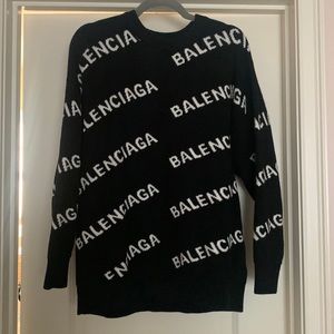 Balenciaga Black and White Crew Neck Sweater